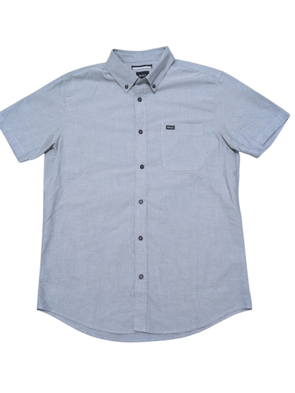 RVCA Short Sleeve Button Down Gray Men's Medium Dress Shirt Or Nice Casual
